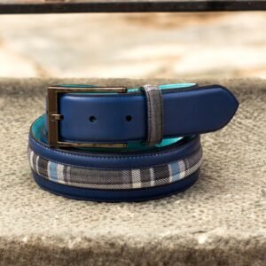 Venice Belt in Plaid & Navy